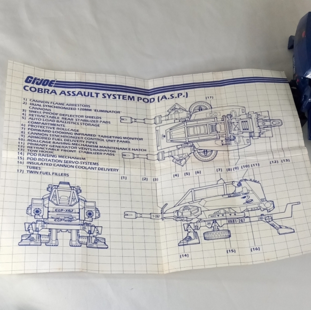 1984 Hasbro GI Joe Cobra ASP Assault System Pod Vehicle With Blueprint - Picture 5 of 12